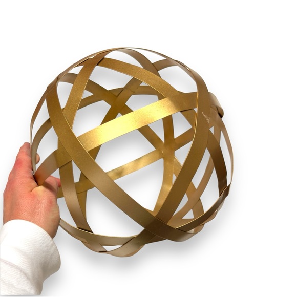 11.5” Modern Gold Brass Metal Orb Sphere Ball - Picture 5 of 11